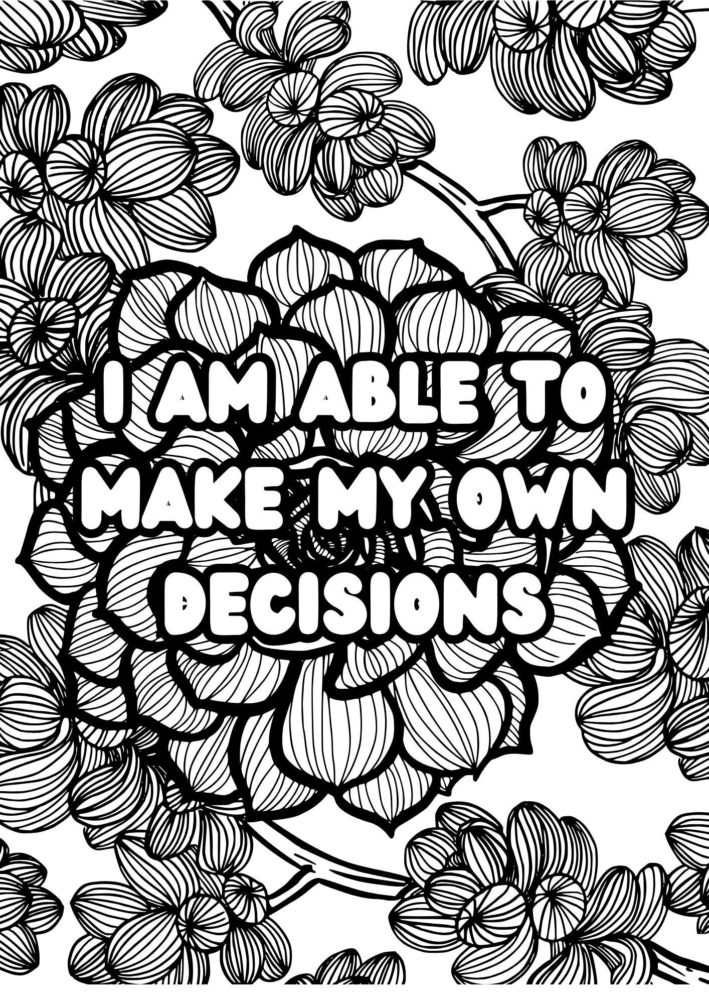 Affirmation Coloring Pages for Adults | 104-Page Self-Care Printable | Mindset & Stress Relief Digital Download