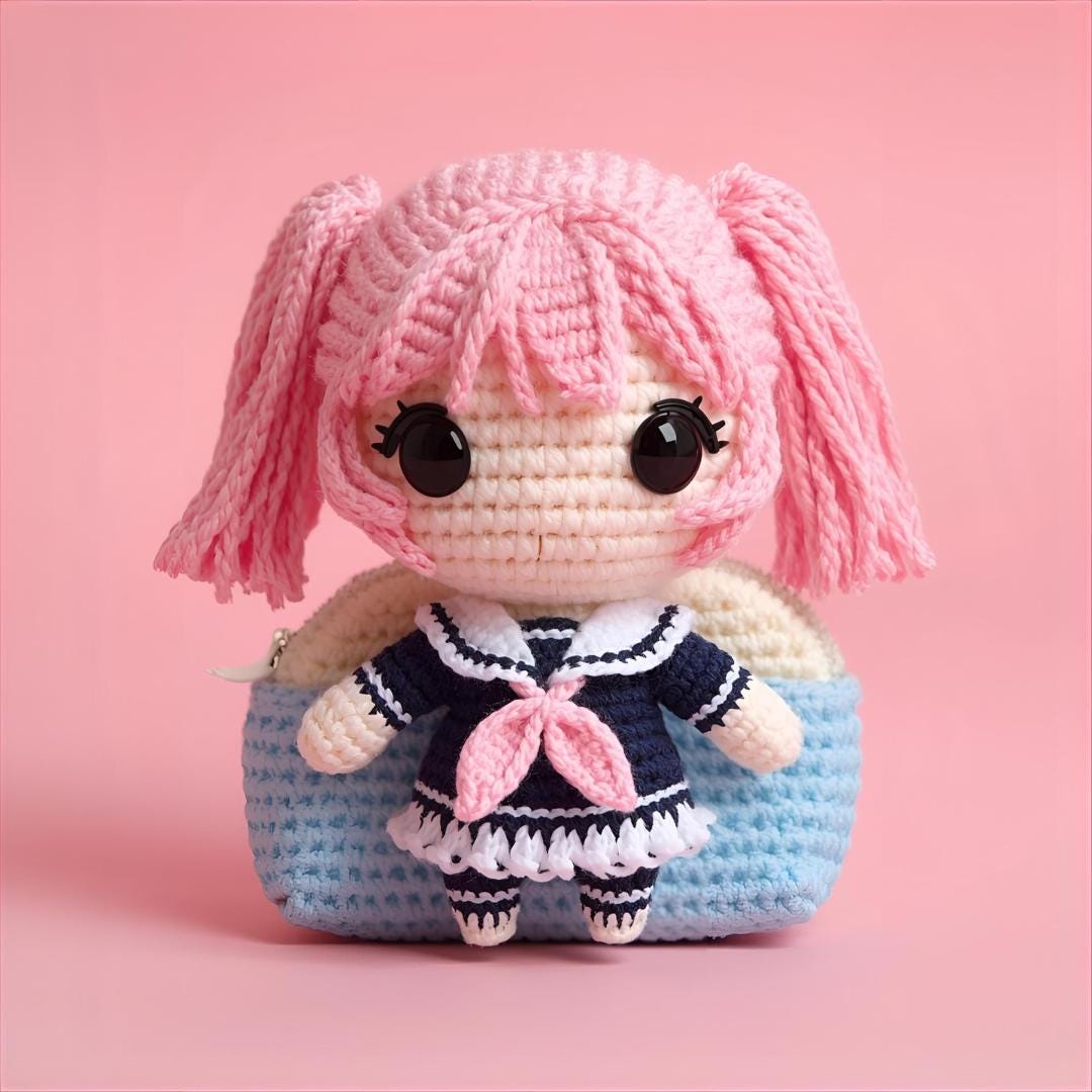 Chibi Anime Crochet Bag Patterns – 7 Mini Backpack PDF Bundle with Instructions