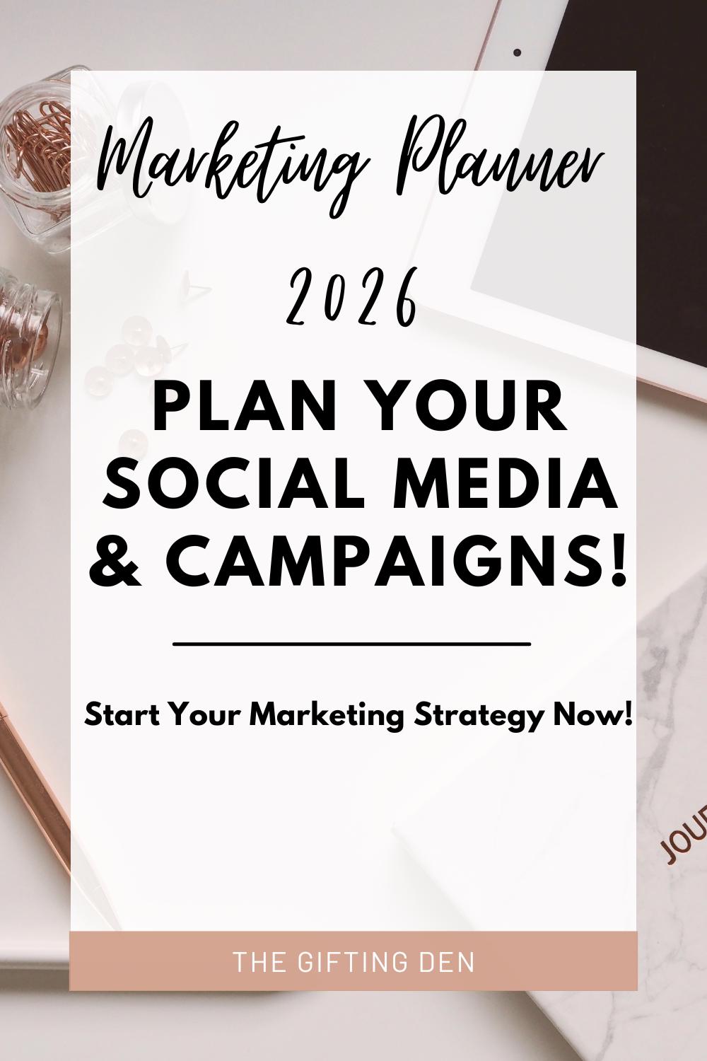Marketing Planner 2026 – Social Media & Content Strategy Organizer – Digital Download