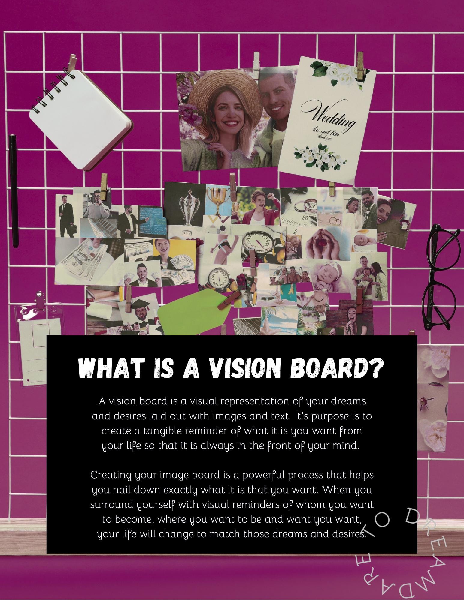 Vision Board Workbook + 100 Affirmation Cards | Digital Download | Goal Setting, Motivation, Manifestation, Self-Improvement