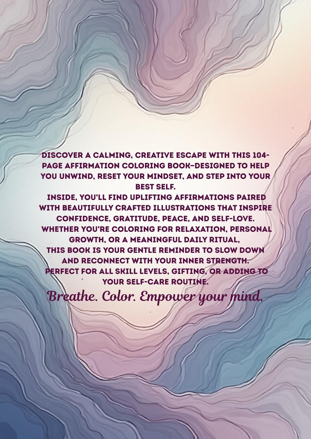 Affirmation Coloring Pages for Adults | 104-Page Self-Care Printable | Mindset & Stress Relief Digital Download